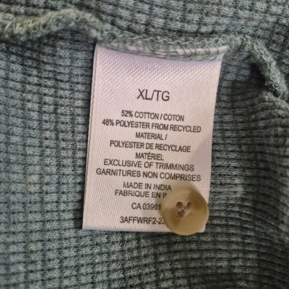 WindRiver Teal Waffle Weave THermal Long Sleeve Henley Top XL - Picture 7 of 7